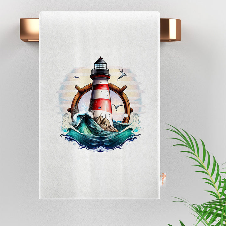 Lighthouse Hand Towel|Coastal Dishcloth|Nautical Tea Towel|Beach House Decor|Summer Dish Cloth|All-Purpose Rag|Cost-Effective Rag