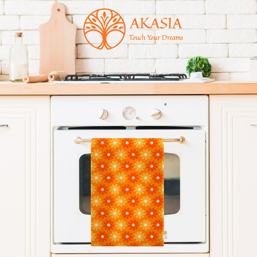 Orange Hand Towel|Orange Print Rag|Fresh Citrus Towel|Floral Tea Towel|Cleaning Cloth|Dust Remover|Cost-Effective Rag|Farmhouse Dishcloth