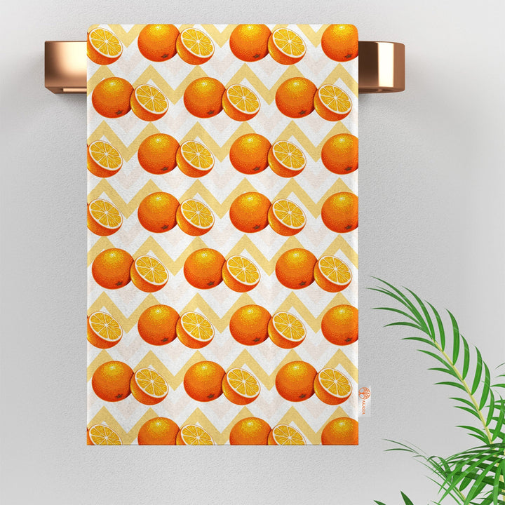 Orange Tea Towel|Heart Print Rag|Fresh Citrus Towel|Floral Hand Towel|Cleaning Cloth|Dust Remover|Cost-Effective Rag|Farmhouse Dishcloth