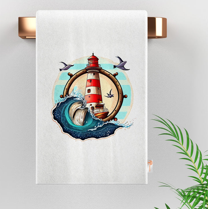 Lighthouse Hand Towel|Coastal Dishcloth|Nautical Tea Towel|Beach House Decor|Summer Dish Cloth|All-Purpose Rag|Cost-Effective Rag