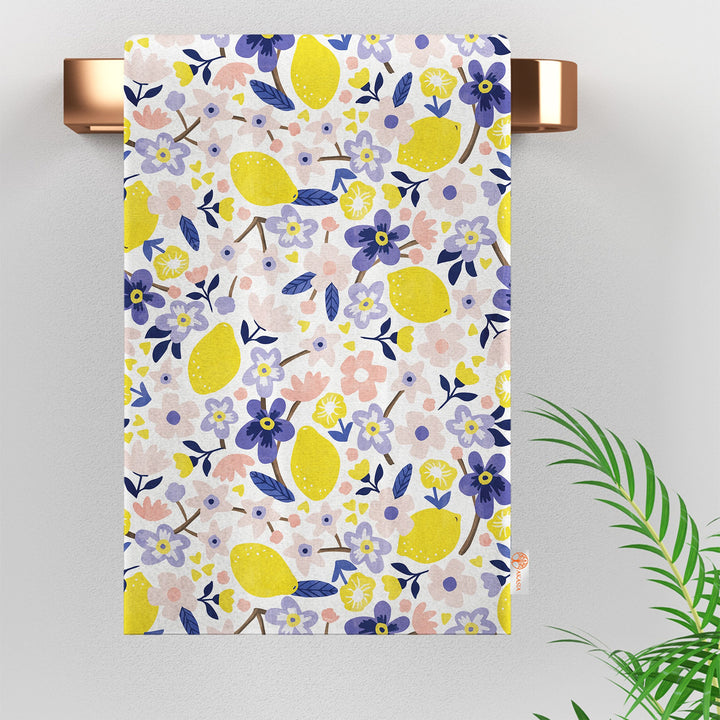 Lemon Hand Towel|Lemon Print Rag|Fresh Citrus Towel|Floral Tea Towel|Cleaning Cloth|Dust Remover|Cost-Effective Rag|Farmhouse Dishcloth