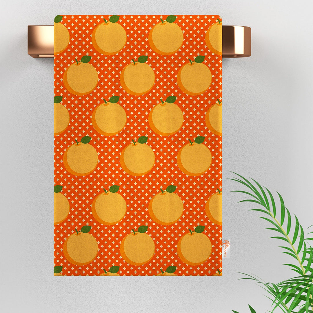 Orange Hand Towel|Orange Print Rag|Fresh Citrus Towel|Floral Tea Towel|Cleaning Cloth|Dust Remover|Cost-Effective Rag|Farmhouse Dishcloth