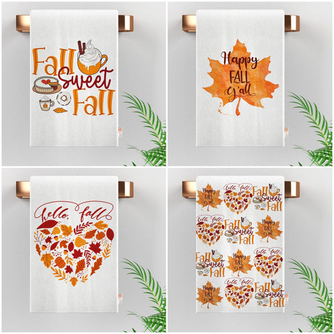Fall Trend Tea Towel|Autumn Hand Towel|Leaf Print Dishcloth|Thanksgiving Towel|Kitchen Cleaning Cloth|Dust Remover|Cost-Effective Rag