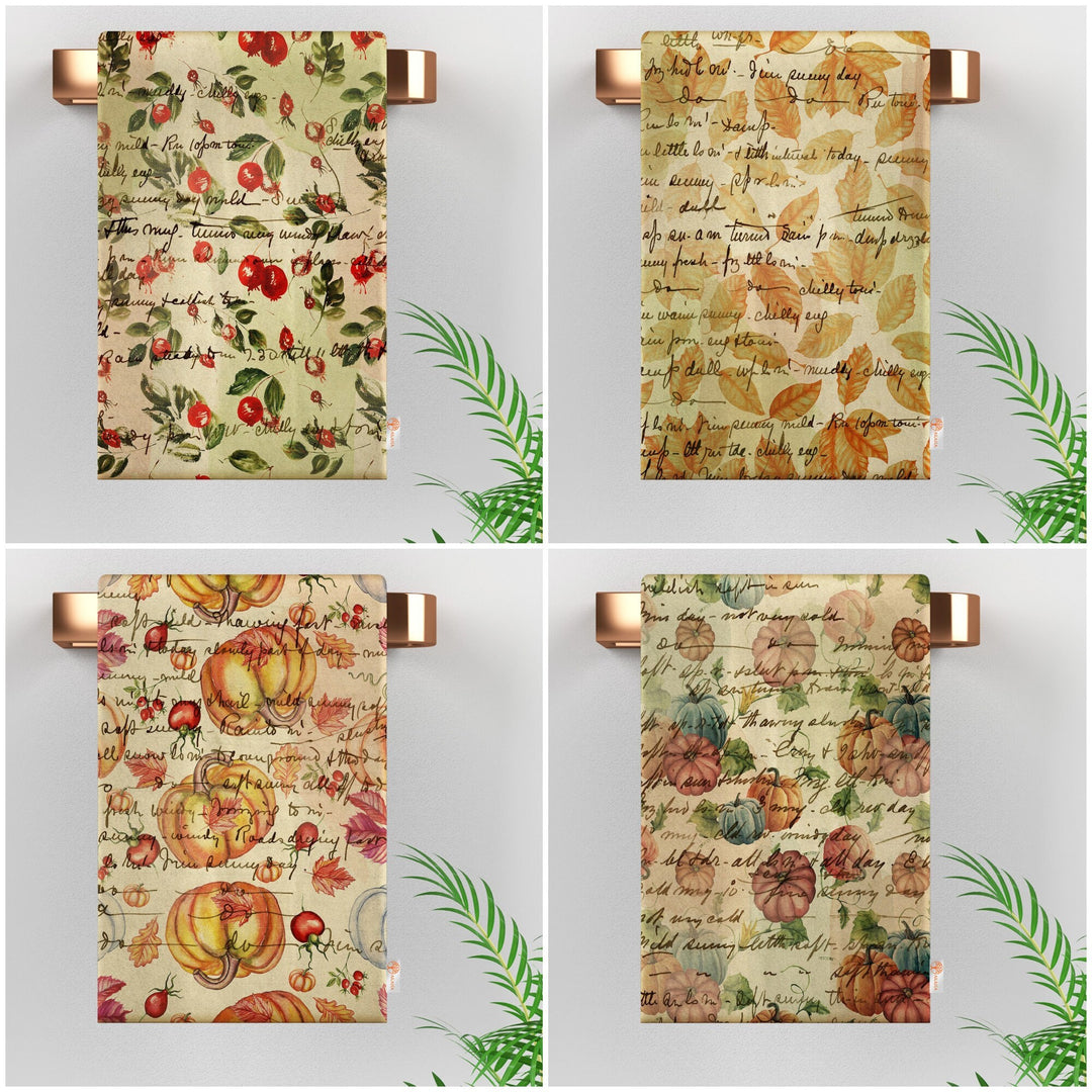 16x24 Fall Tea Towel|Pumpkin Dishcloth|Dry Leaf Hand Towel|Autumn Towel|Kitchen Cleaning Cloth|Dust Remover|Cost-Effective Rag