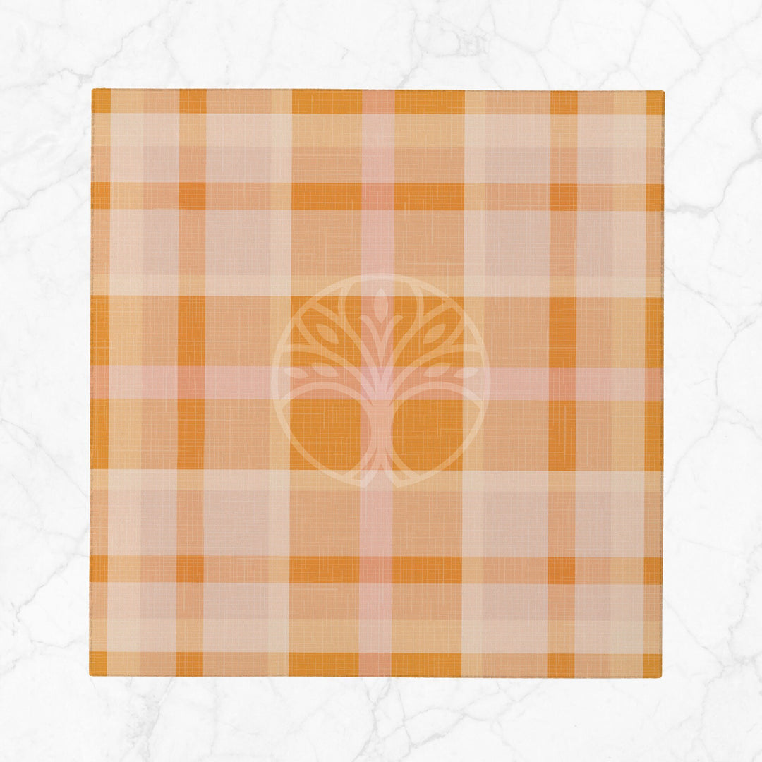 Plaid Fabric Napkin|Checkered Napkin|Geometric Cloth Serviette|Orange Kitchen Decor|Plaid Handkerchief|Farmhouse Table|Reusable Tableware