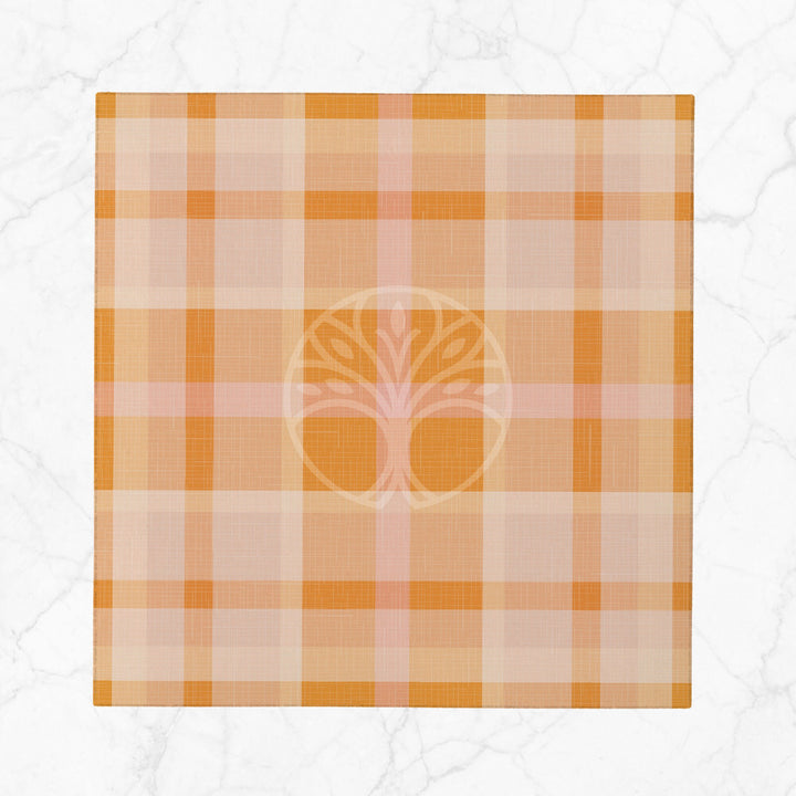 Plaid Fabric Napkin|Checkered Napkin|Geometric Cloth Serviette|Orange Kitchen Decor|Plaid Handkerchief|Farmhouse Table|Reusable Tableware