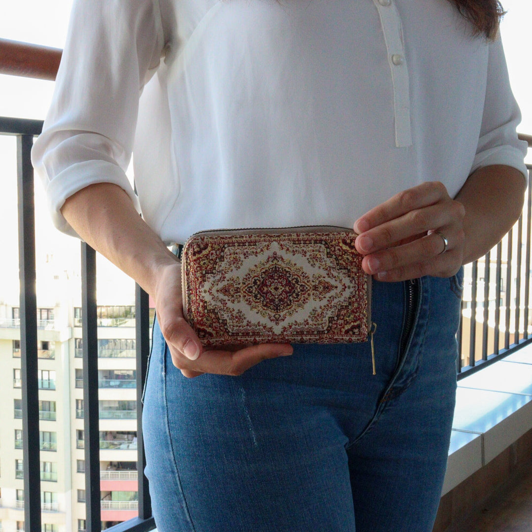 Small Wallet Zip Around|Woven Money Bag|Boho Coin Holder|Ladies Compact Pocket Wallet|Fabric Coin Purse|Women Mini Bag|Mini Clutch Bag