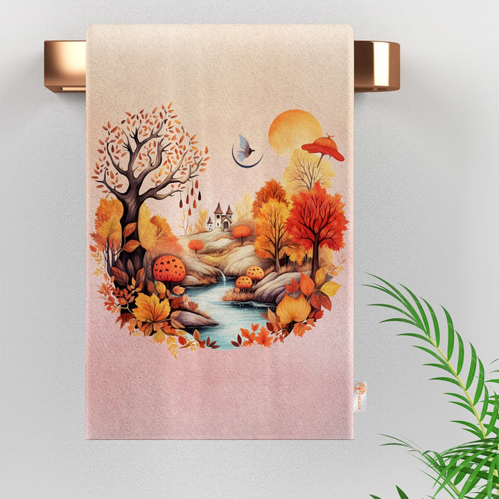 Fall Hand Towel|Cozy Dust Remover|Truck Print Cleaning Cloth|Autumn Tea Towel|Pumpkin Dish Cloth|Leaf Kitchen Towel|Squirrel Dishcloth