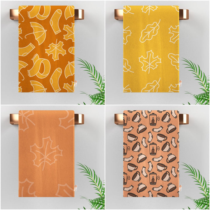 Fall Hand Towel|Floral Dish Cloth|Autumn Tea Towel|Umbrella Dishcloth|Dry Leaf Kitchen Towel|Scarf Cleaning Cloth|Coffee Cup Dust Remover