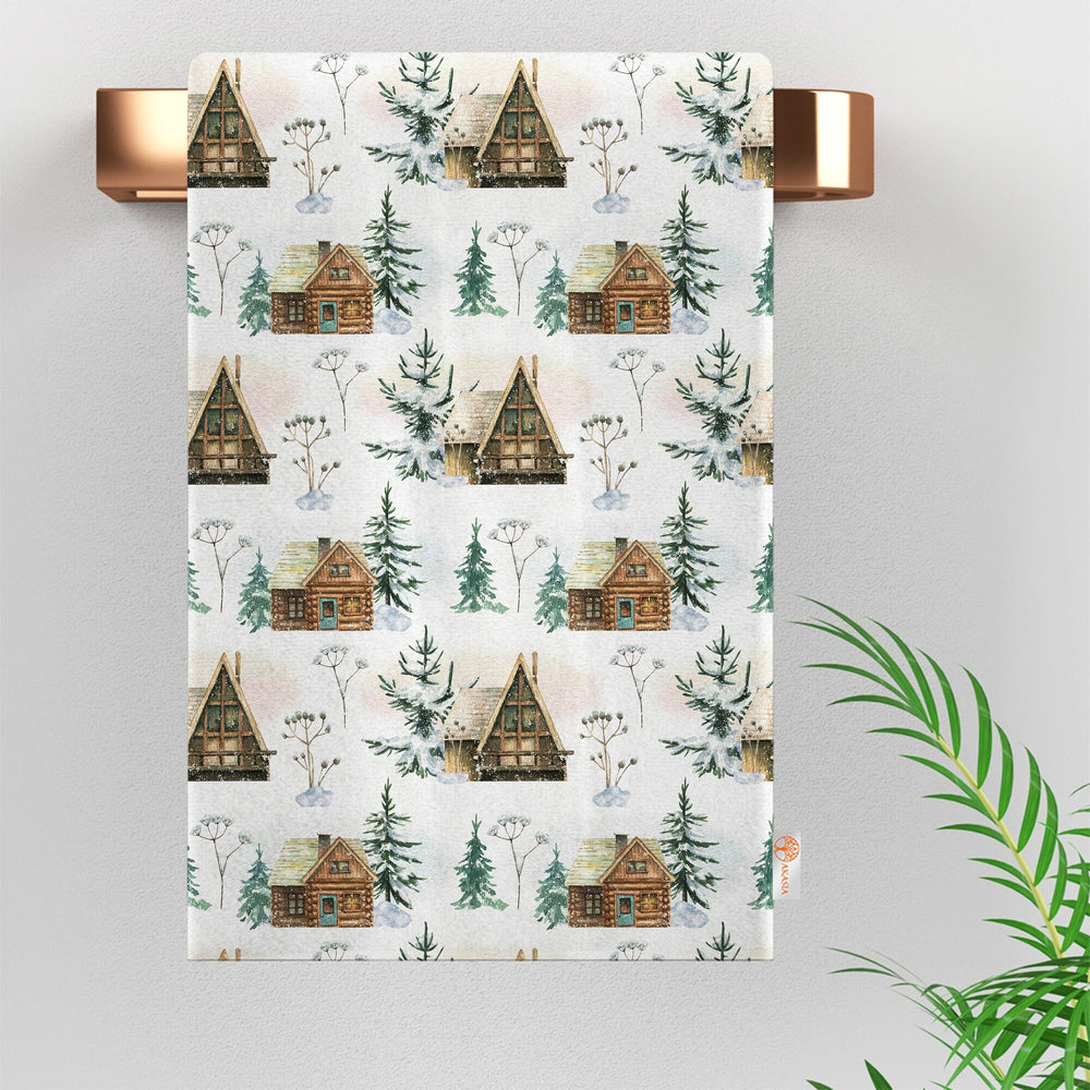 Seasonal Kitchen Towel|Snow Reusable Towel|Winter Dish Cloth|House Cleaning Cloth|Pine Cone Hand Towel|Penguin Tea Towel|Flower Dishcloth