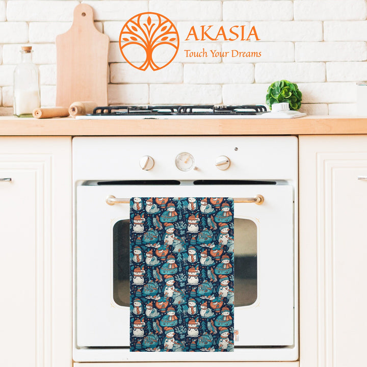 Winter Cleaning Cloth|Tea Cup Tea Towel|Penguin Kitchen Towel|Seasonal Reusable Towel|Snowman Dish Cloth|Tea Cup Dishcloth|Snowman Towel