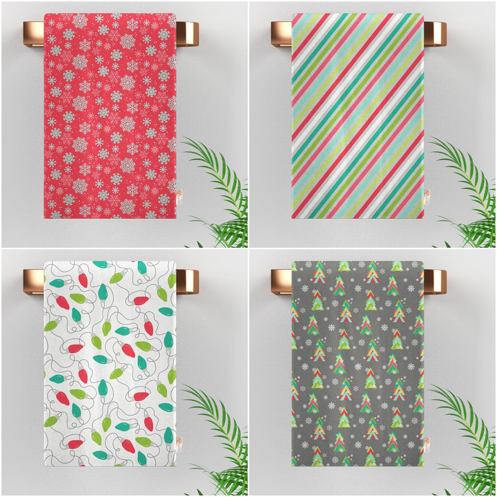 Snowflake Cleaning Cloth|Xmas Dishcloth|Xmas Tree Kitchen Towel|Striped Reusable Towel|Lamp Tea Towel|Winter Hand Towel|16x24 Dish Cloth