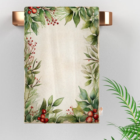 16x24 Floral Xmas Towel|Poinsettia Tea Towel|Christmas Dishcloth|Winter Hand Towel|Red Berry Tea Towel|Kitchen Cleaning Cloth|Dust Remover
