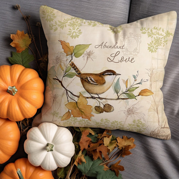 Fall Pillow Case|Bird Pillowcase|Cozy Throw Pillowtop|Fox Cushion Cover|Autumn Pillow Sham|Sparrow Cushion Case|Owl Print Pillow Cover