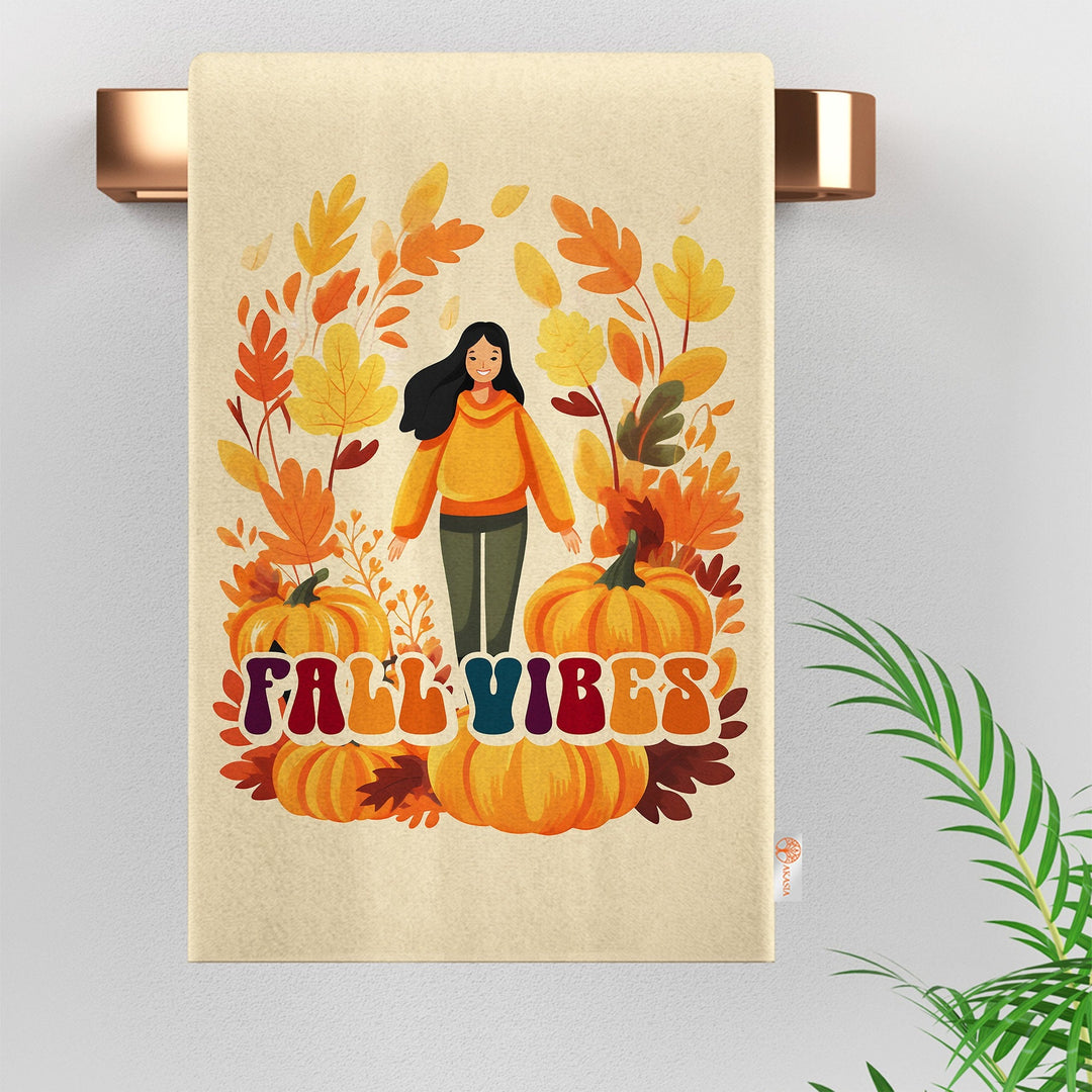 Fall Hand Towel|Leaf Dust Remover|Girl Kitchen Towel|Pumpkin Dish Cloth|Skeleton Dishcloth|Autumn Tea Towel|Fall Vibes Cleaning Cloth