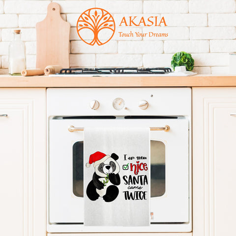 Christmas Hand Towel|Panda Cleaning Rag|Jesus Dish Cloth|Cookies Reusable Towel|Winter Tea Towel|Hot Chocolate Dishcloth|Xmas Kitchen Towel