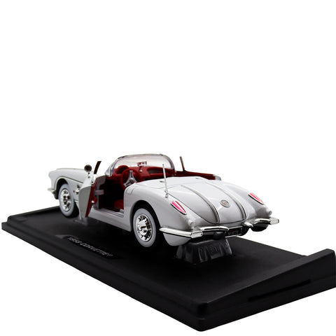 Motormax 1958 Corvette Model Car|Vintage Model Car|Scale 1:18 Diecast Collectible Item|White Metal Convertible Car Collection for Collectors