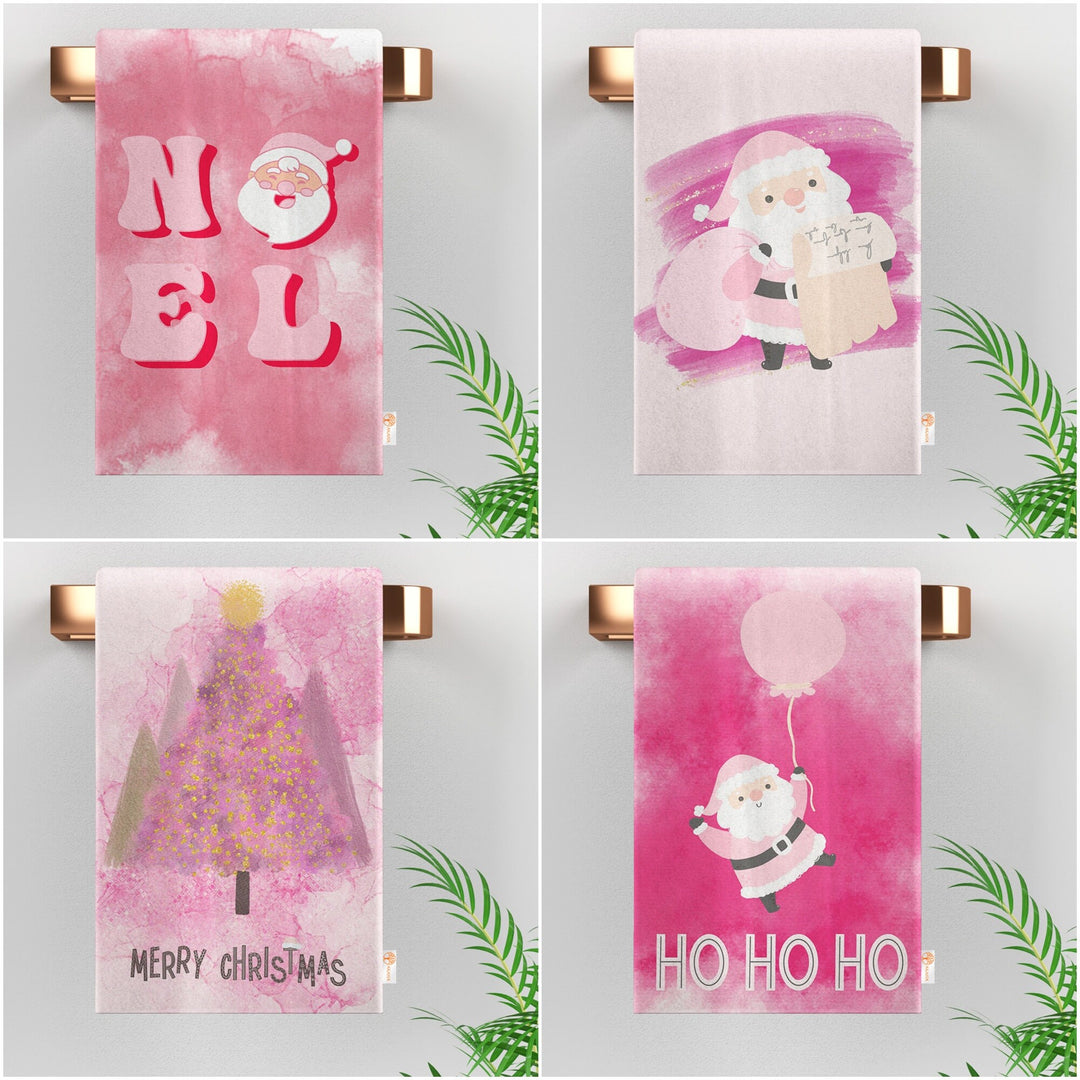 Christmas Hand Towel|Noel Tea Towel|Merry Xmas Dishcloth|Ho Ho Ho Print Kitchen Cleaning Cloth|Santa Claus Print Cost-Effective Rag