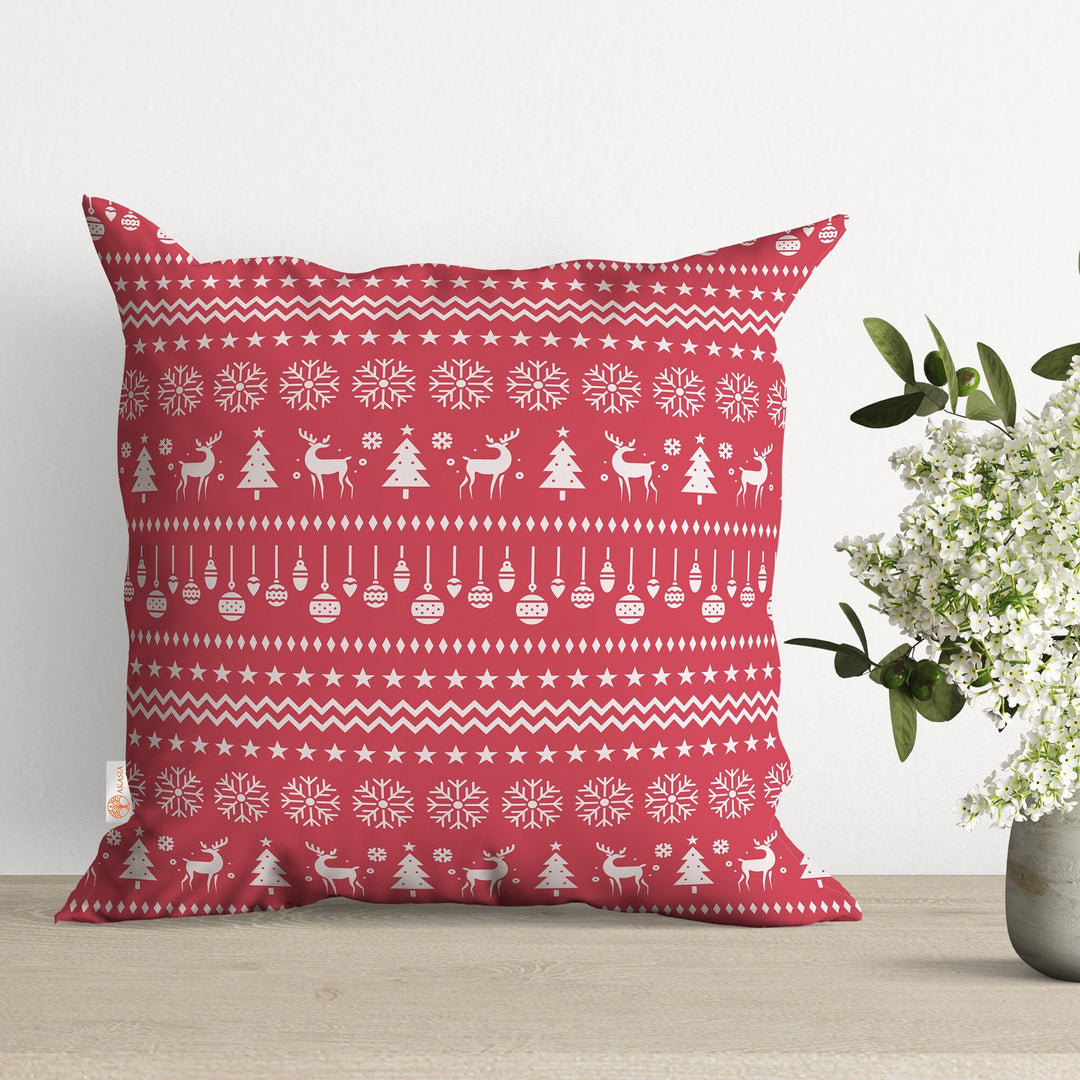 Winter Throw Pillowcase|Snowflake Decor|Xmas Deer Cushion Cover|Christmas Cushion Case|Decorative Outdoor Pillow Case|Plaid Pillow Cover