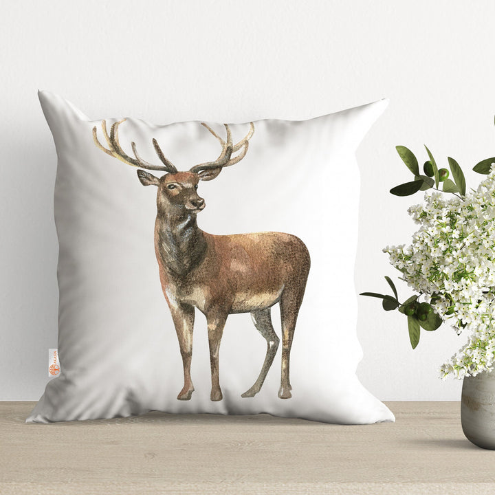 Winter Pillow Cover|Xmas Deer Throw Pillow|Pine Tree Sofa Decor|Animal Print Outdoor Pillow Case|Snow Cushion Case|Christmas Cushion Cover