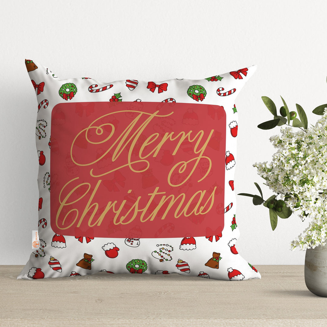 Merry Christmas Cushion Case|Xmas Cushion Cover|Decorative Outdoor Pillow Case|Santa Sleigh Home Decor|Winter Snowflake Throw Pillowcase