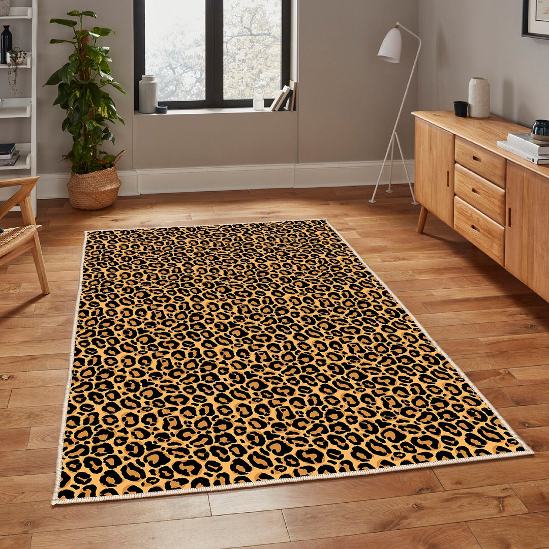 Leopard Pattern Carpet|Multi-Purpose Area Rug|Housewarming Rug|Cozy Print Floor Covering|Machine-Washable Floor Decor|Non-Slip Carpet