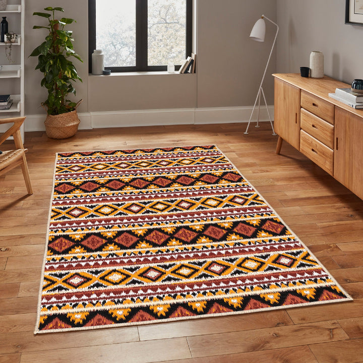 Rug Design Carpet|Kilim Pattern Carpet|Rustic Rug|Multi-Purpose Floor Covering|Geometric Floor Decor|Machine-Washable Rug|Non-Slip Area Rug