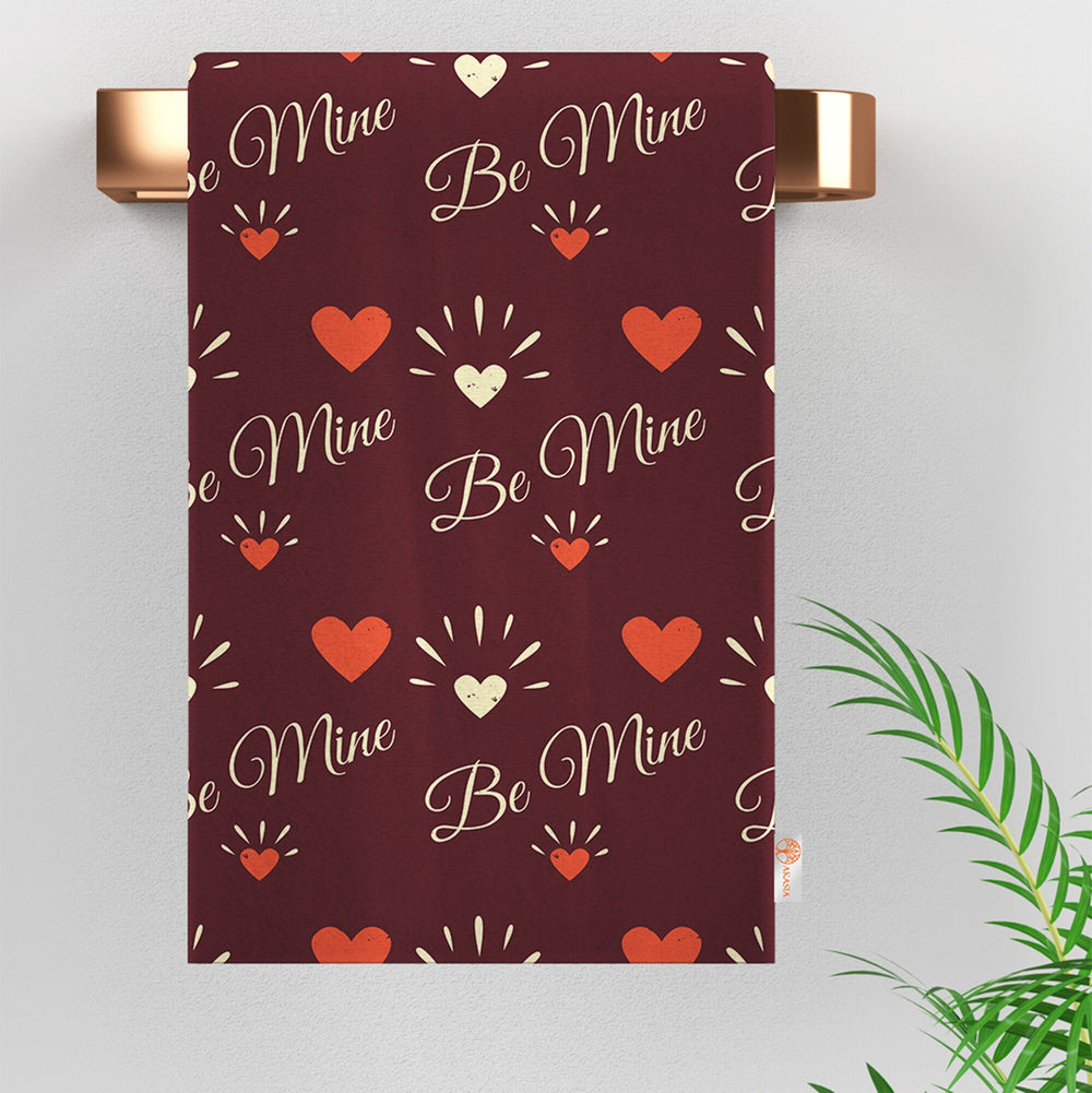 Be Mine Print Kitchen Cloth|Heart Print Dish Cloth|Valentine Hand Towel|Romantic Tea Towel|Love Themed Dishcloth|Geometric Dust Cloth