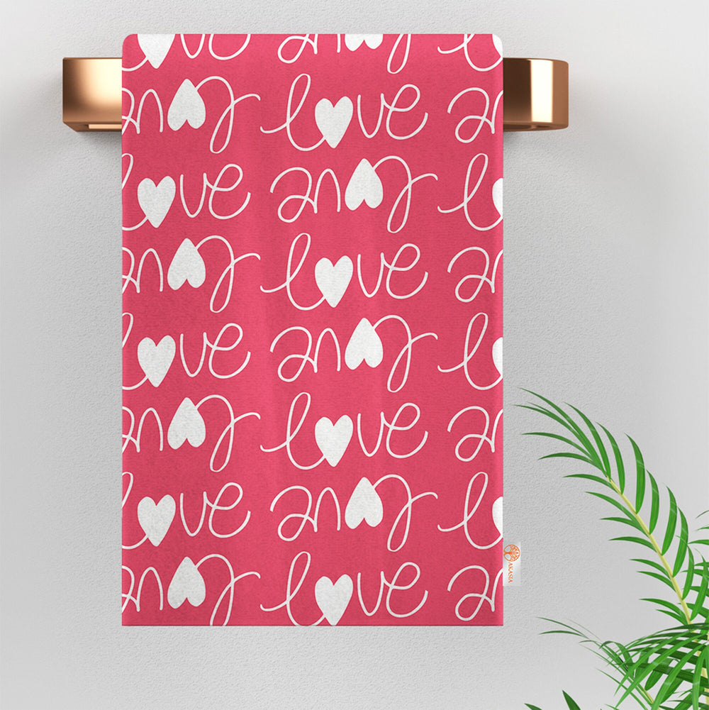 Heart Print Kitchen Cloth|Happy Valentine's Day Hand Towel|Love Themed Dish Cloth|Gift For V-Day Dishcloth|Decorative Romantic Tea Towel