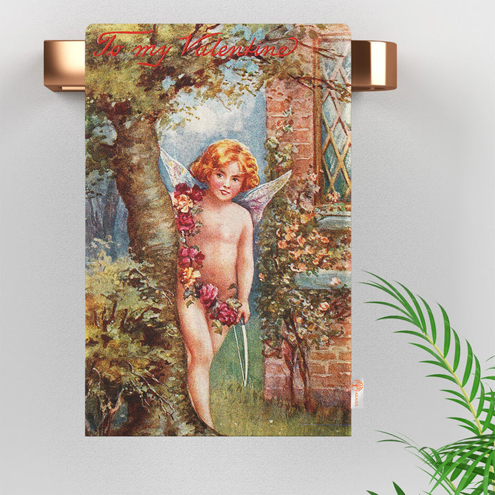 Adorable Cupid Print Hand Towel|To My Valentine Dust Cloth|Stylish Romantic Tea Towel|Decorative Hand Towel|Love Themed Floral Dish Cloth