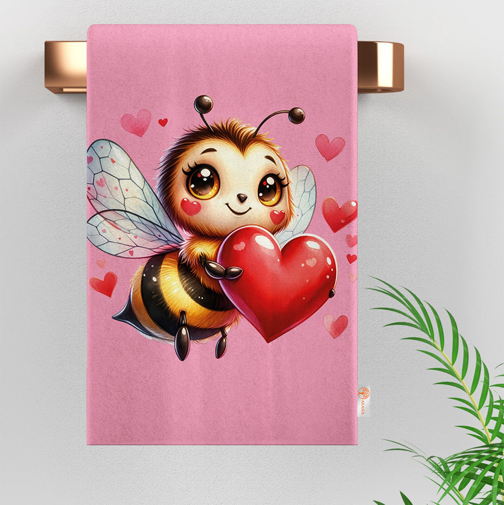 Cute Bee Hand Towel|Love Themed Dish Cloth|Valentine Kitchen Cloth|Heart Print Tea Towel|Sunflower Print Dishcloth|Gift For V-Day Idea