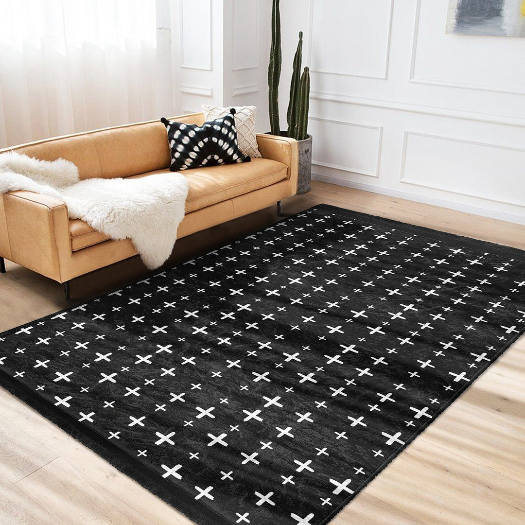 Scandinavian Carpet|Nordic Rug|Ethnic Fringed Floor Covering|Machine-Washable Carpet|Geometric Rug|Abstract Geometric Floor Covering