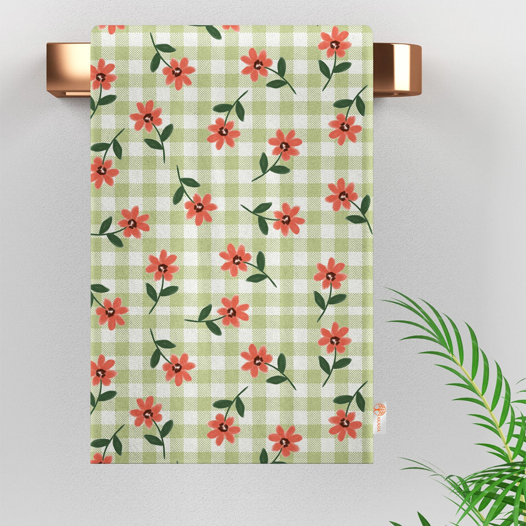 Kitchen Hand Towel|Floral Dish Cloth|Bakery Hand Towel|Eco-Friendly Modern Towel|Flower Print Dishcloth|Soft Cleaning Cloth|Bakery Decor