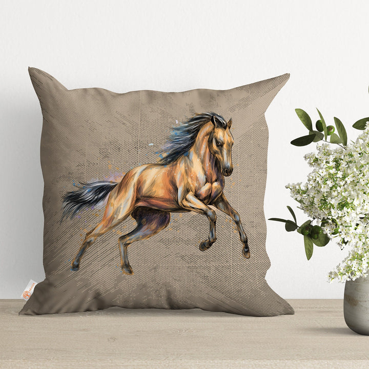 Horse Print Pillow Case|Horse Cushion Case|Decorative Throw Pillowtop|Animal Print Home Decor|Farmhouse Style Gift|Rustic Pillow Cover