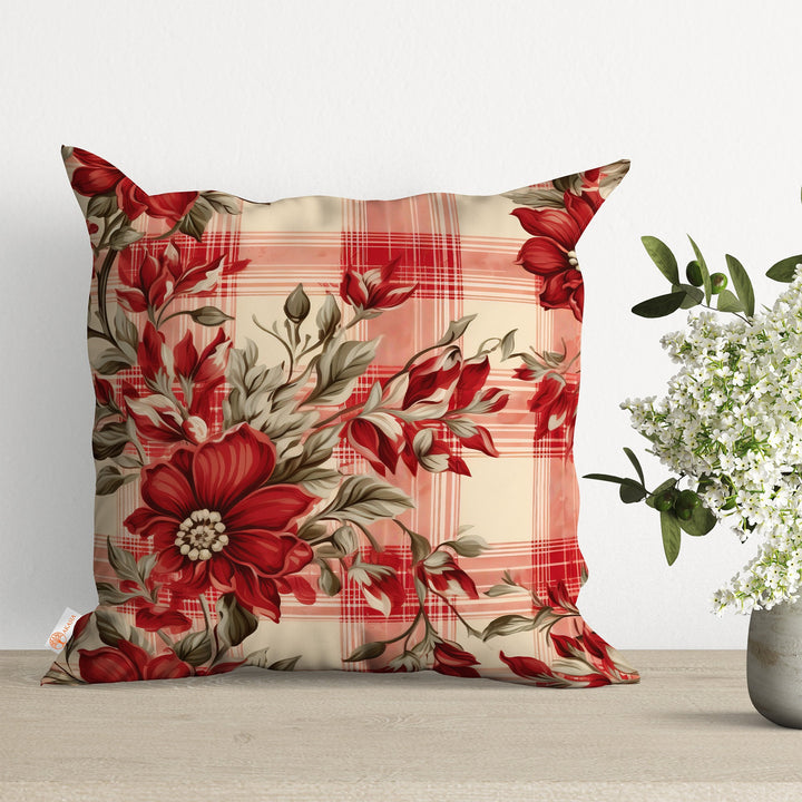 Floral Cushion Case|Outdoor Pillowcase|Summer Pillow Cover|Boho Cushion Cover|Housewarming Home Decor|Plaid Throw Pillow Case|Chic Decor