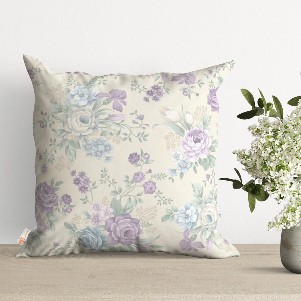 Pale Color Flowers Pillow Cover|Summer Trend Cushion Case|Floral Home Decor|Decorative Cushion Cover|Farmhouse Style Pillow Case