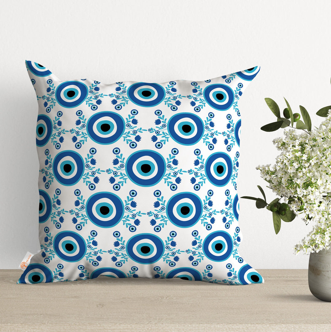 Evil Eye Pillow Case|Turkish Greek Blue Evil Eye Cushion Cover|Good Luck Home Decor|Protection Amulet Throw Pillow|Nazar Boncuk Pillowcase