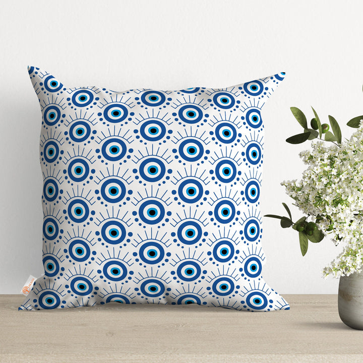 Evil Eye Pillow Case|Turkish Greek Blue Evil Eye Cushion Cover|Good Luck Home Decor|Protection Amulet Throw Pillow|Nazar Boncuk Pillowcase