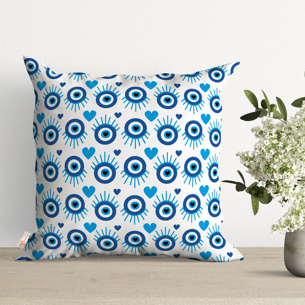 Evil Eye Cushion Case|Turkish Greek Blue Evil Eye Pillow Case|Abstract Home Decor|Protection Amulet Throw Pillow Cover|Nazar Print Pillow