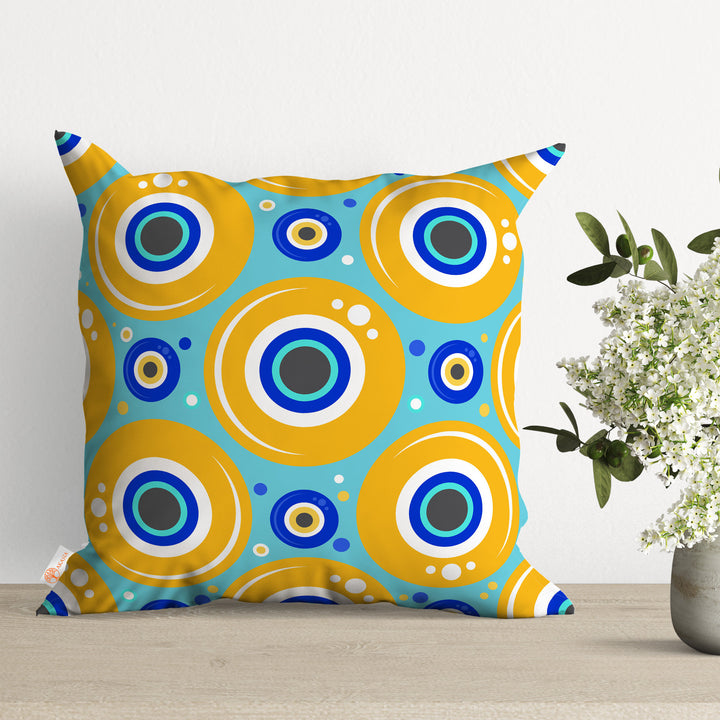 One Eye Cushion Case|Outdoor Cushion Cover|Turkish Greek Evil Eye Pillowcase|Good Luck Pillowtop|Geometric Home Decor|Cozy Throw Pillow Case