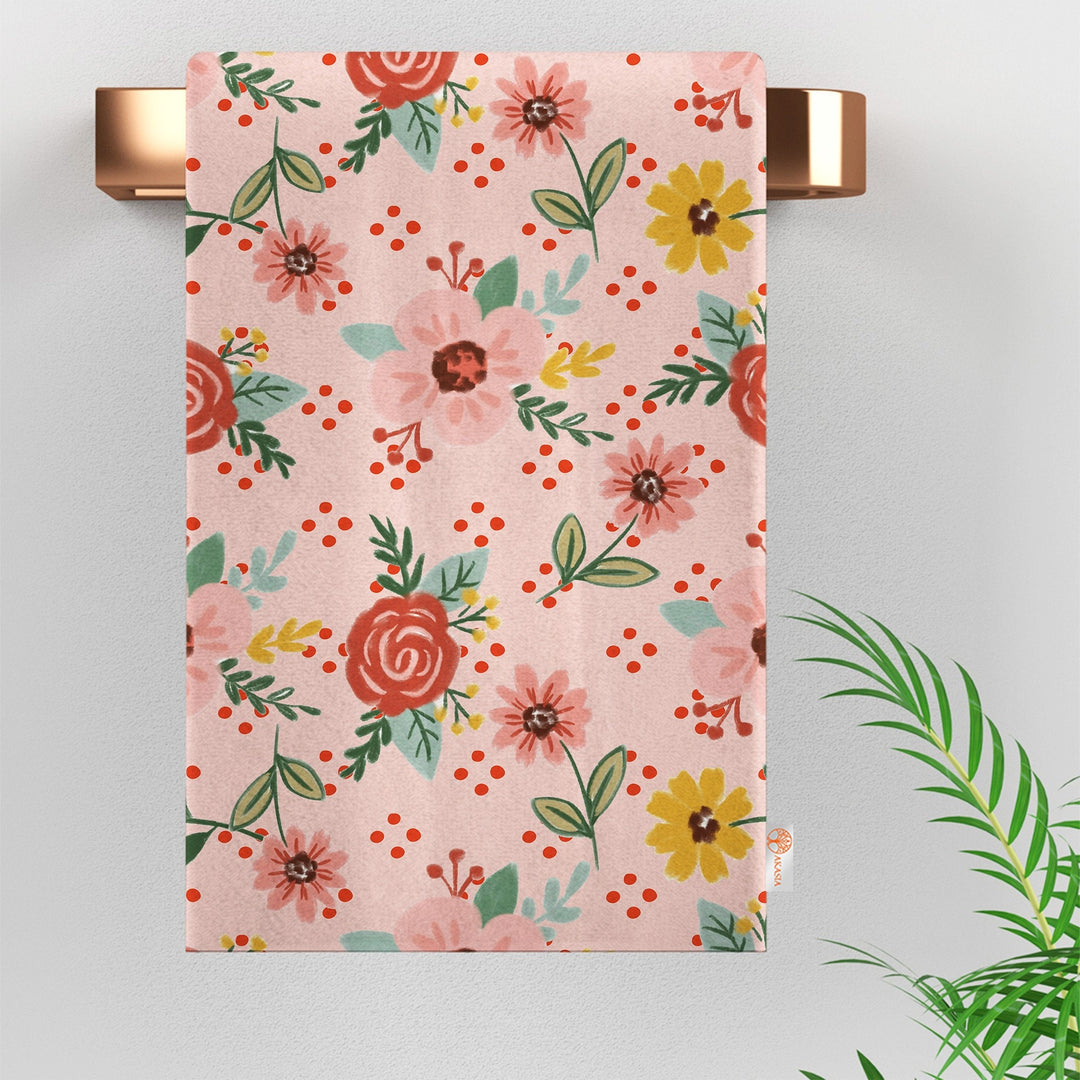 Kitchen Hand Towel|Floral Dish Cloth|Bakery Hand Towel|Eco-Friendly Modern Towel|Flower Print Dishcloth|Soft Cleaning Cloth|Bakery Decor