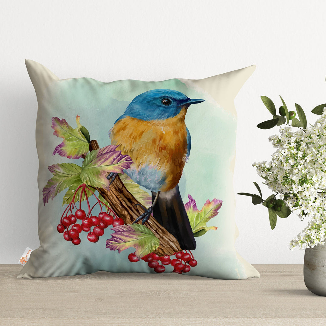 Floral Bird Print Pillow Cover|Summer Cushion Case|Sofa Throw Pillow|Farmhouse Pillowtop|Boho Bedding Decor|Cozy Pillowcase|Outdoor Cushion