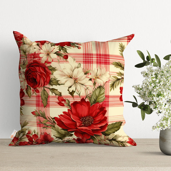 Floral Cushion Case|Outdoor Pillowcase|Summer Pillow Cover|Boho Cushion Cover|Housewarming Home Decor|Plaid Throw Pillow Case|Chic Decor