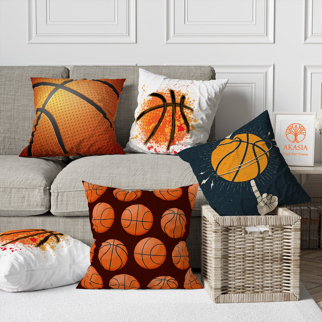 Basketball Print Pillow Case|Sport Theme Cushion Case|Ball Pillowcase|Decorative Pillow Cover|Gift for Basketball Players|Cozy Home Decor