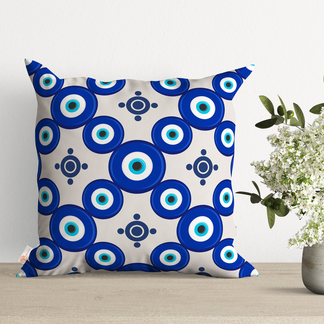 One Eye Cushion Case|Outdoor Cushion Cover|Turkish Greek Evil Eye Pillowcase|Good Luck Pillowtop|Geometric Home Decor|Cozy Throw Pillow Case