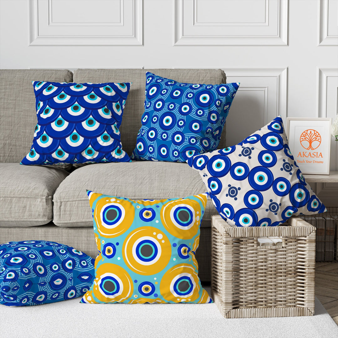 One Eye Cushion Case|Outdoor Cushion Cover|Turkish Greek Evil Eye Pillowcase|Good Luck Pillowtop|Geometric Home Decor|Cozy Throw Pillow Case