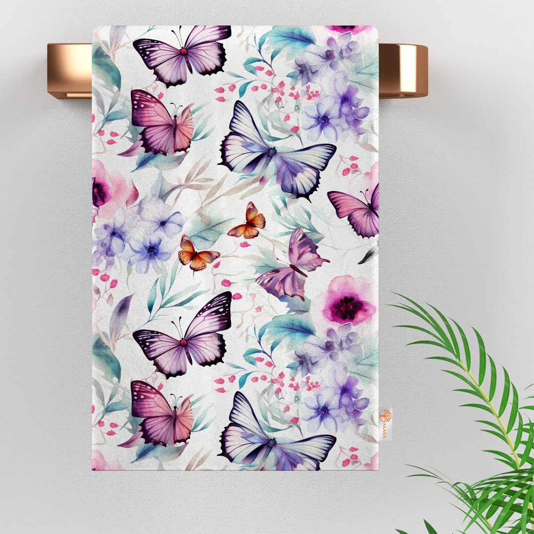 Butterfly Hand Towel|Summer Trend Dish Cloth|Decorative Tea Towel|Boho Cleaning Cloth|Colorful Dishcloth|Floral Kitchen Towel