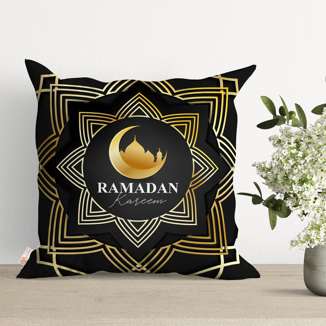 Ramadan Kareem Pillow Cover|Decorative Islamic Cushion Case|Farmhouse Cushion Cover|Crescent Print Pillowcase|Eid Mubarak Pillow Case|