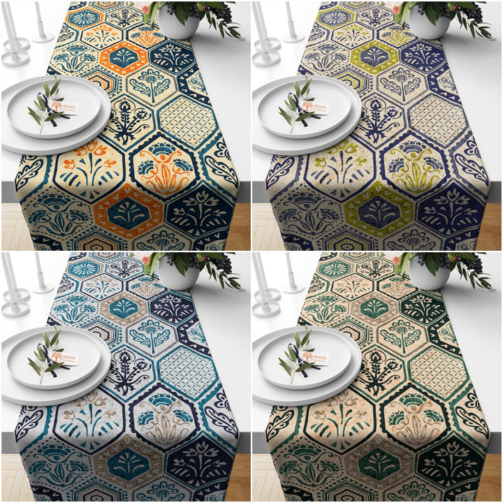 Ethnic Geometric Table Runner|Authentic Table Top|Rustic Tablecloth|Ethnic Motif Decor|Farmhouse Kitchen Tablecloth|Decorative Runner