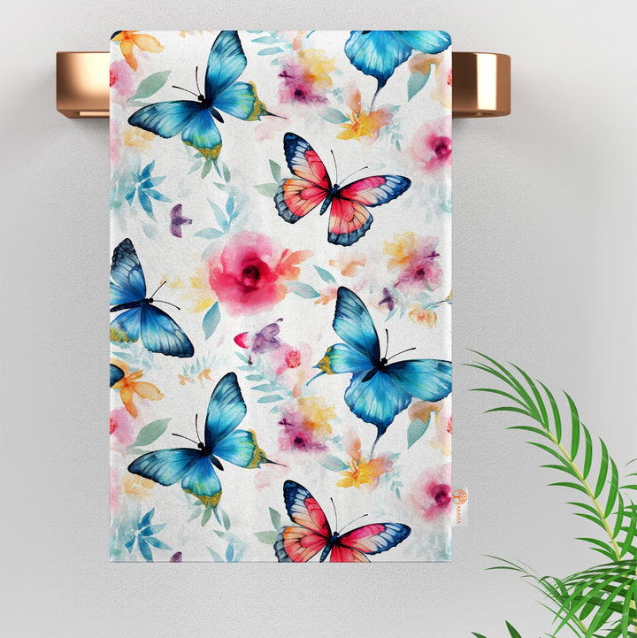 Butterfly Hand Towel|Summer Trend Dish Cloth|Decorative Tea Towel|Boho Cleaning Cloth|Colorful Dishcloth|Floral Kitchen Towel